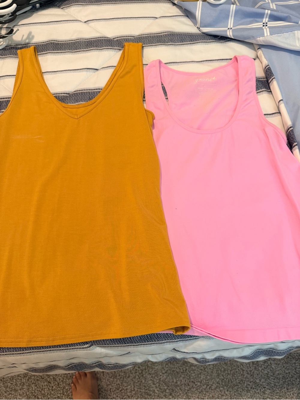 Women’s V-Neck Tank Top - Mustard and Pink